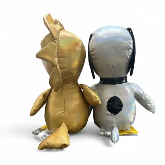 NWT Limited Edition 75-Years Snoopy & Woodstock (Set of 2) Metallic Plushes - Picture 6 of 6